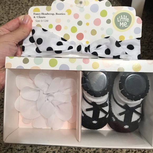 Little Me Other - Little Me Headwrap, Booties, & Clippie